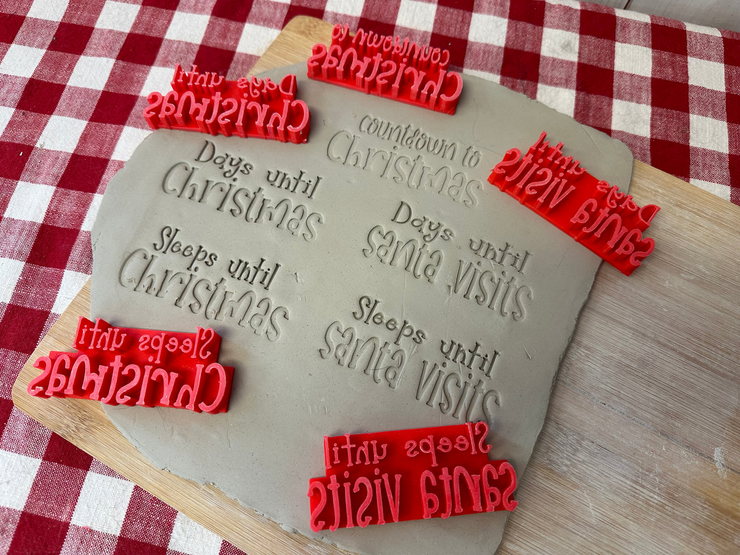 Christmas "Countdown to Christmas", "Days until Christmas", "Sleeps until Christmas", "Days until Santa Visits" or "Sleeps until Santa Visits" word stamps - plastic 3D printed, multiple sizes, each or set