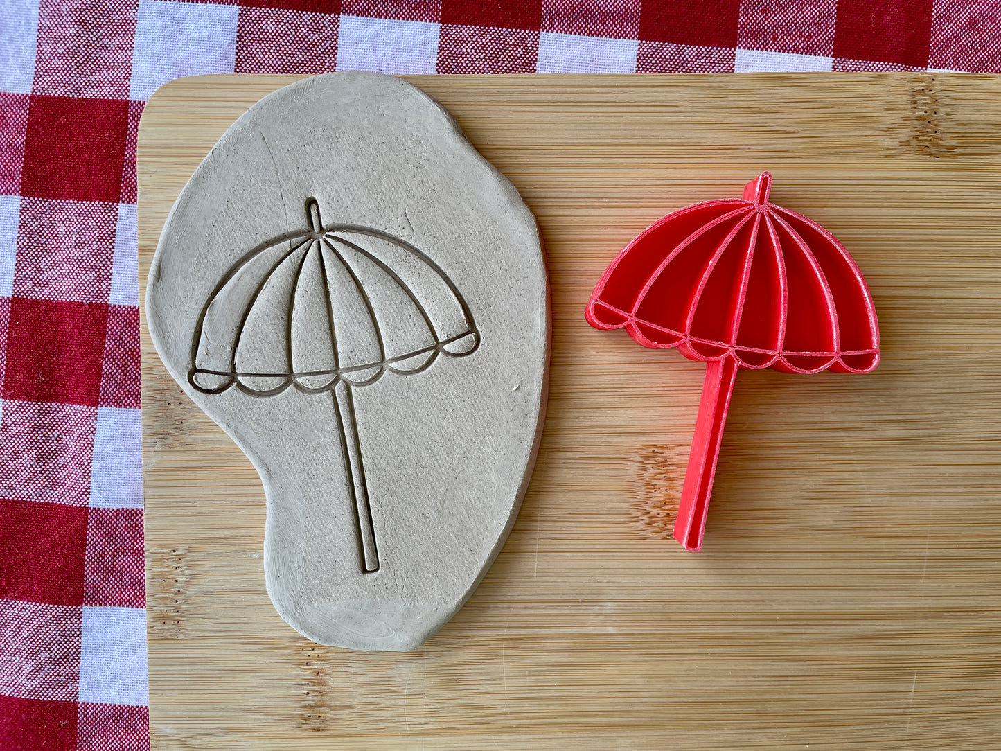 Beach Umbrella Pottery Stamp - April 2026 - Beach Themed Mystery Box, multiple sizes available