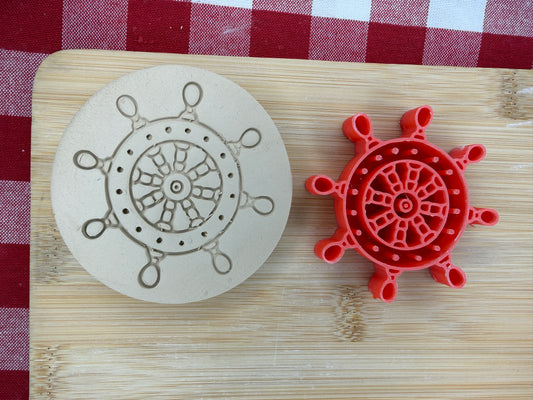 Ship Wheel Pottery Stamp - August 2026 - Pirate Themed Mystery Box, multiple sizes available