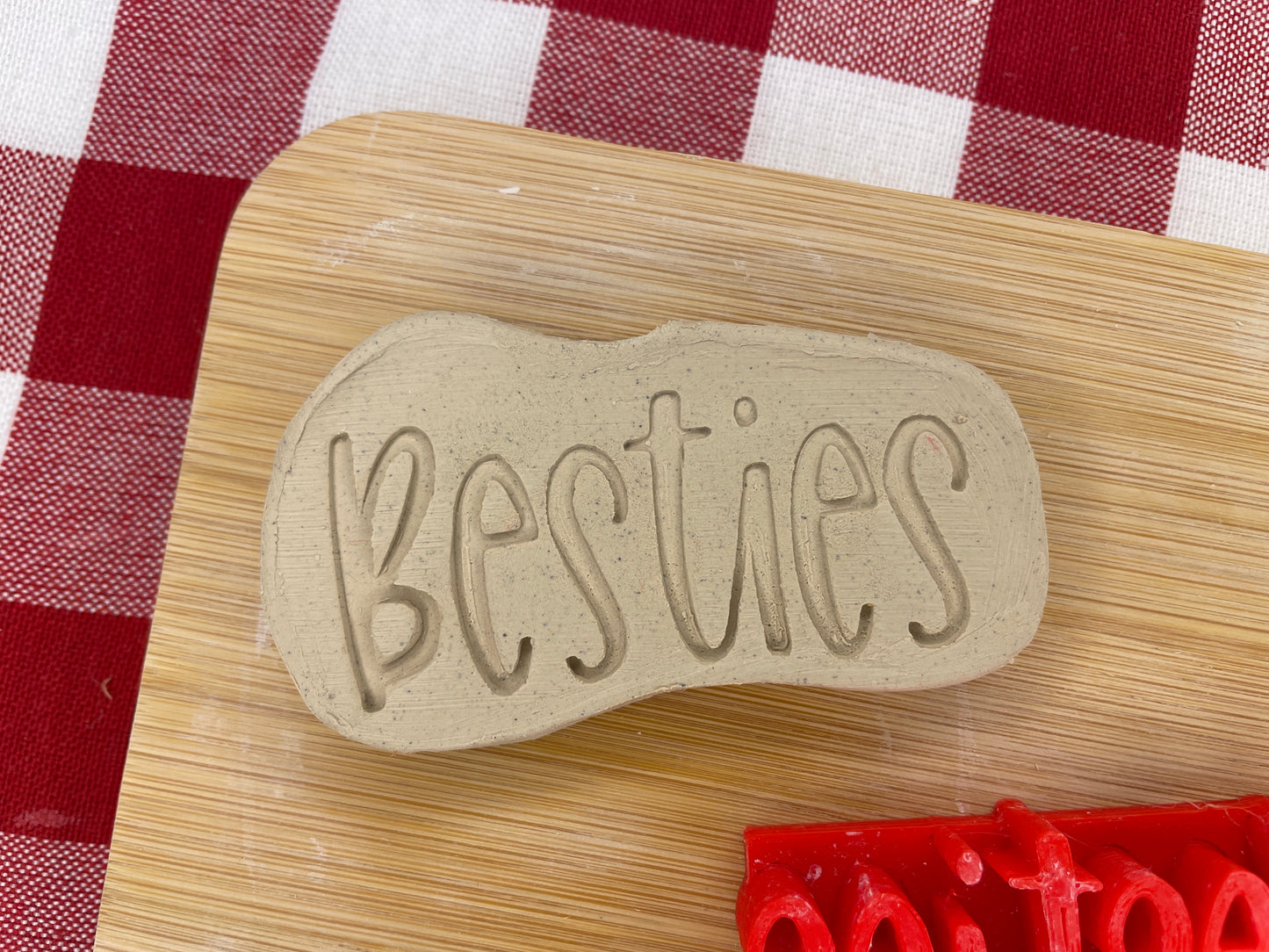 "Besties" Word Pottery Stamp - Teenagers themed January 2025 Mystery Box, multiple sizes available