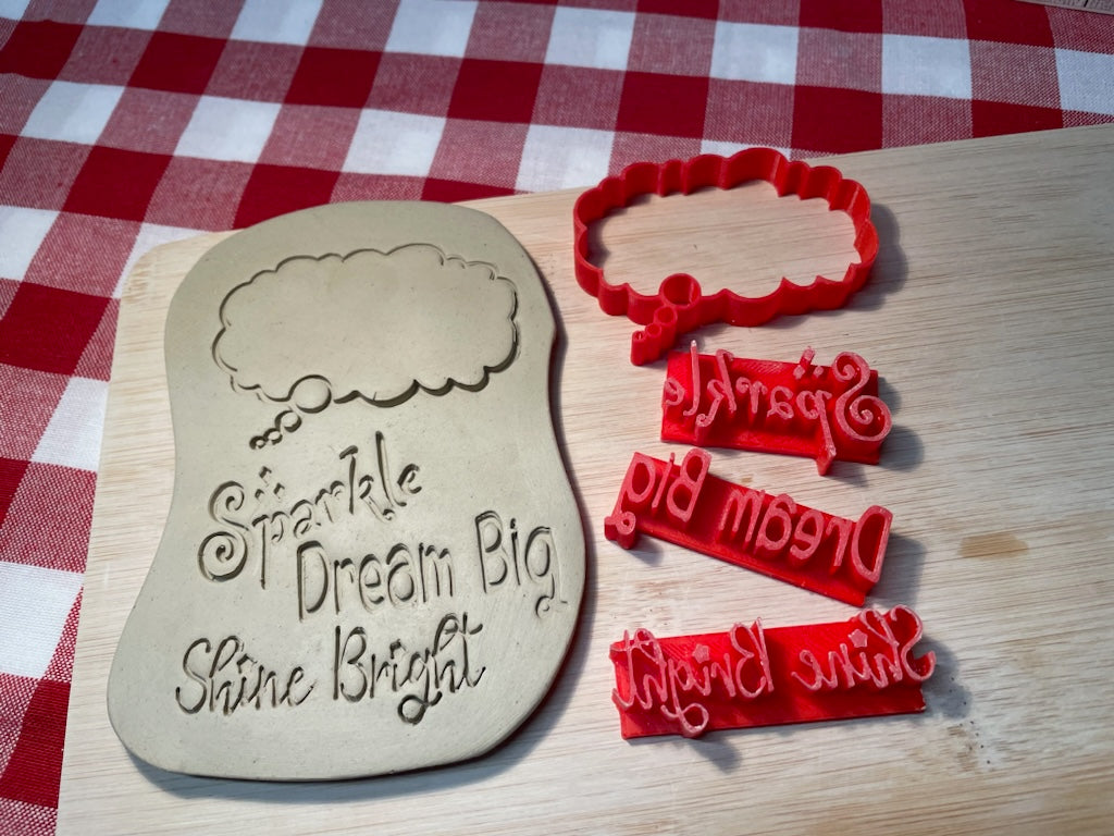 Thought Bubble w/ Optional Words, "Dream Big," "Sparkle," "Shine Bright" - May 2024 Mystery Box, each or set, plastic 3D printed