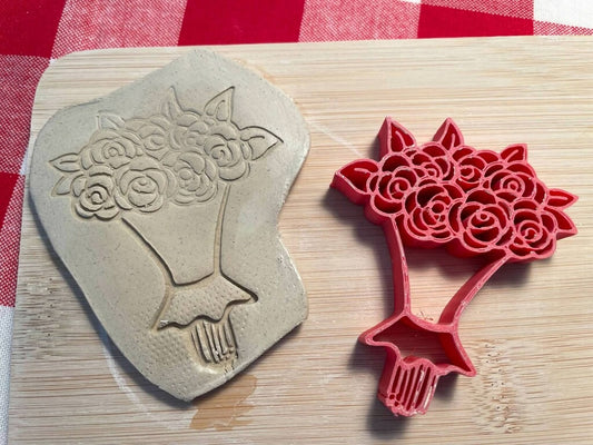 Bouquet of Roses pottery stamp - from the February 2024 mystery box, multiple sizes available