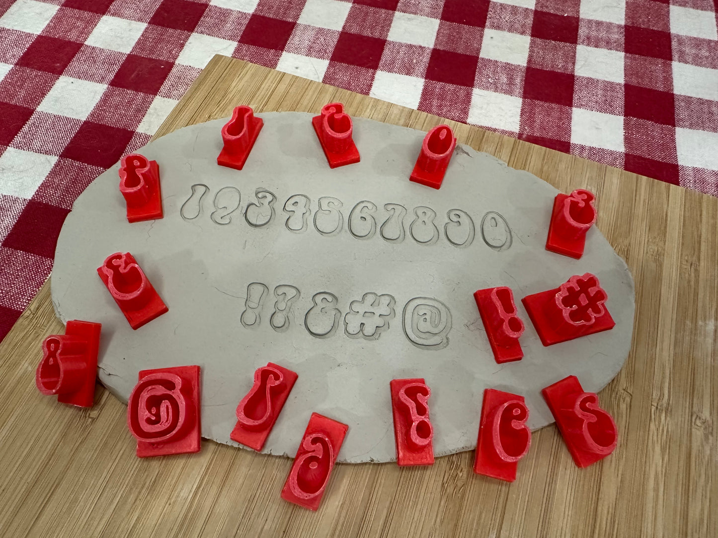 Alphabet Pottery Stamp Set - Groovy Font from the May 2023 mystery box, NEW numbers added