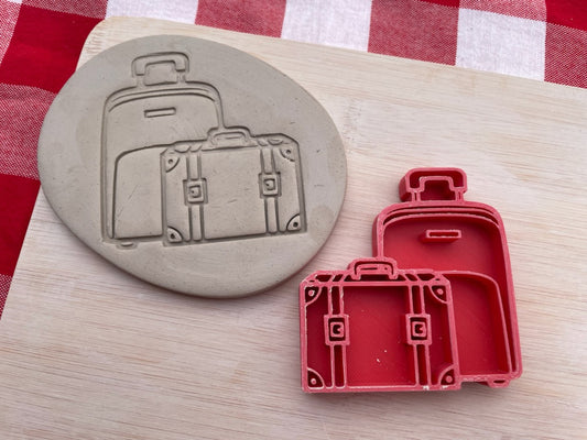 Luggage Suitcase pottery stamp, from the March 2024 Travel mystery box - multiple sizes available, 3D printed