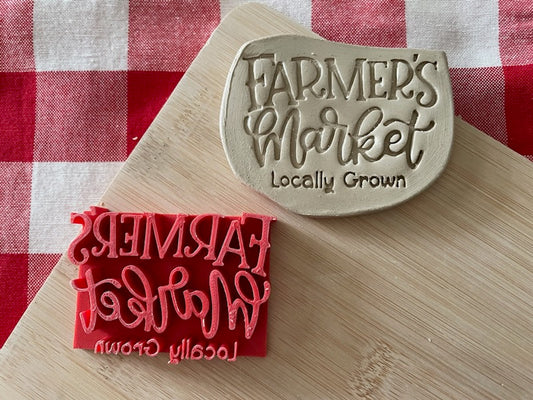 "Farmers Market" word stamp, from the January 2024 mystery box - multiple sizes available, plastic pottery stamp, 3D printed