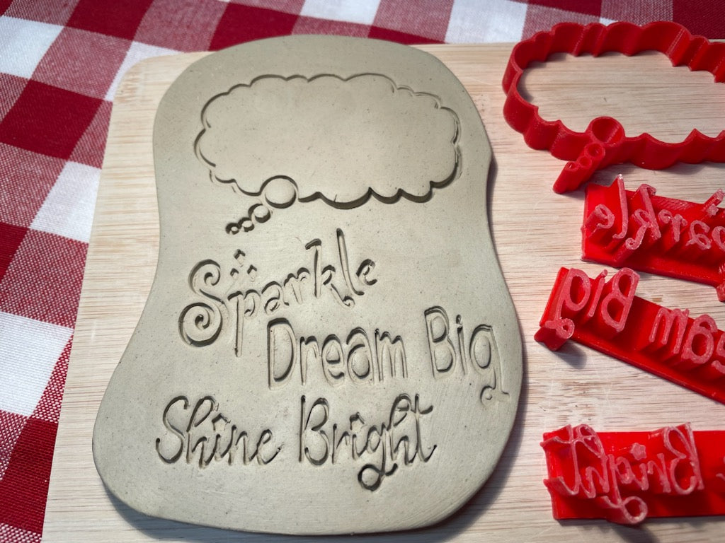 Thought Bubble w/ Optional Words, "Dream Big," "Sparkle," "Shine Bright" - May 2024 Mystery Box, each or set, plastic 3D printed