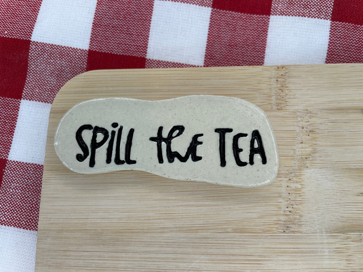 "Spill the Tea" Word Pottery Stamp - Teenagers themed January 2025 Mystery Box, multiple sizes available