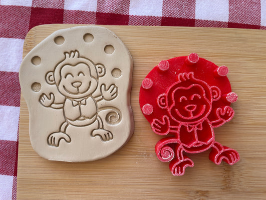 Juggling Monkey - Pottery Stamp - June 2025 - Circus Themed Mystery Box, multiple sizes available