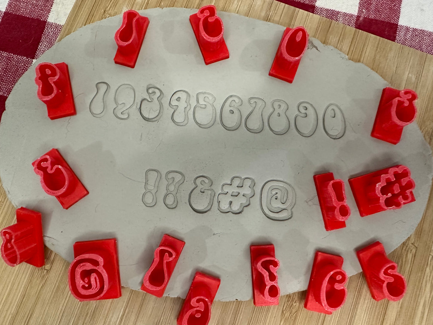 Alphabet Pottery Stamp Set - Groovy Font from the May 2023 mystery box, NEW numbers added