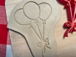 Party Balloons pottery stamp - from the 2024 February mystery box - plastic 3D printed, multiple sizes