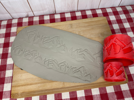 NEW size added - Mountains Texture Roller - from the March 2023 mystery box, repeating pattern, plastic 3D printed