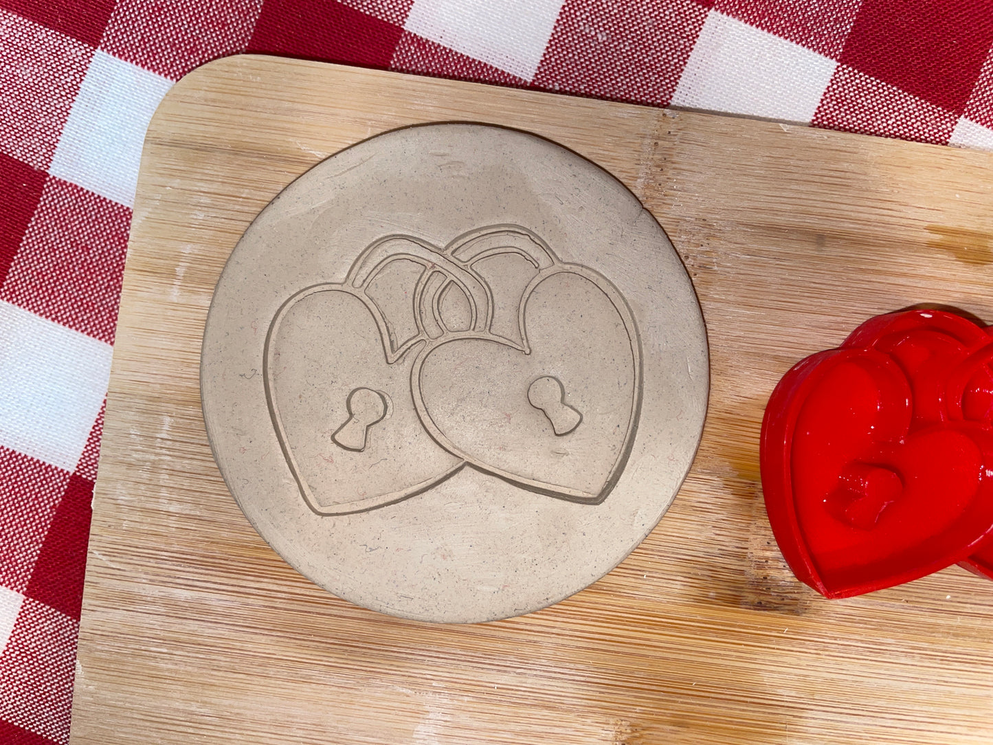 Heart Locks Pottery Stamp - November 2025 - Hearts Themed Mystery Box, multiple sizes available