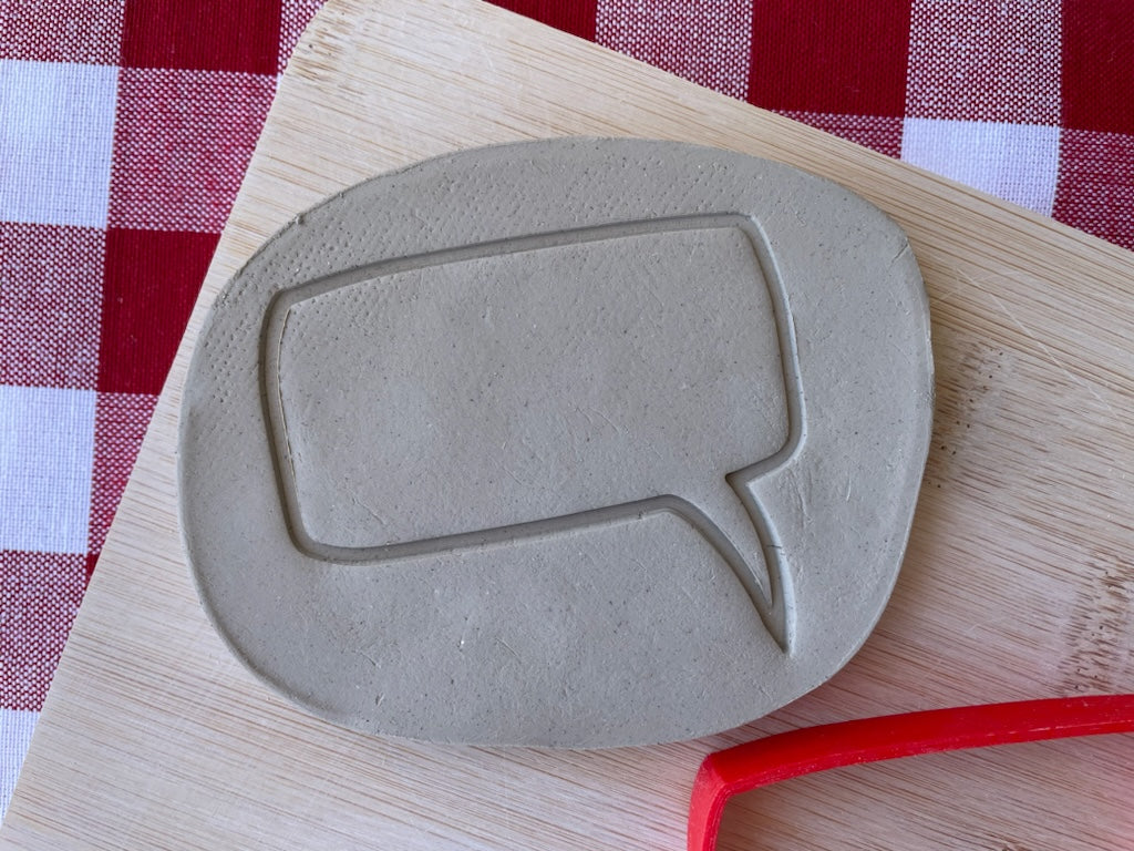 Talk Bubble pottery stamp, from the April 2024 Boys themed mystery box - multiple sizes available, 3D printed