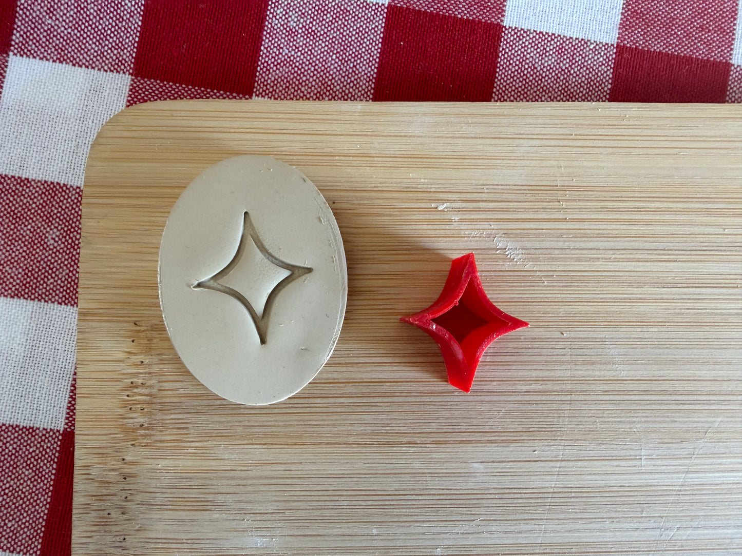 Mini Mid Century Modern Diamond Pottery Stamp - July 2026 stamp of the month, plastic 3D printed, multiple sizes