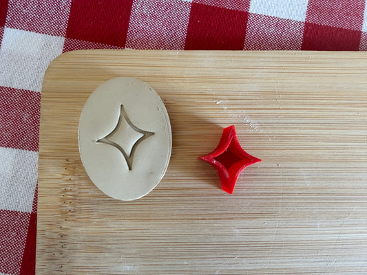 Mini Mid Century Modern Diamond Pottery Stamp - July 2026 stamp of the month, plastic 3D printed, multiple sizes