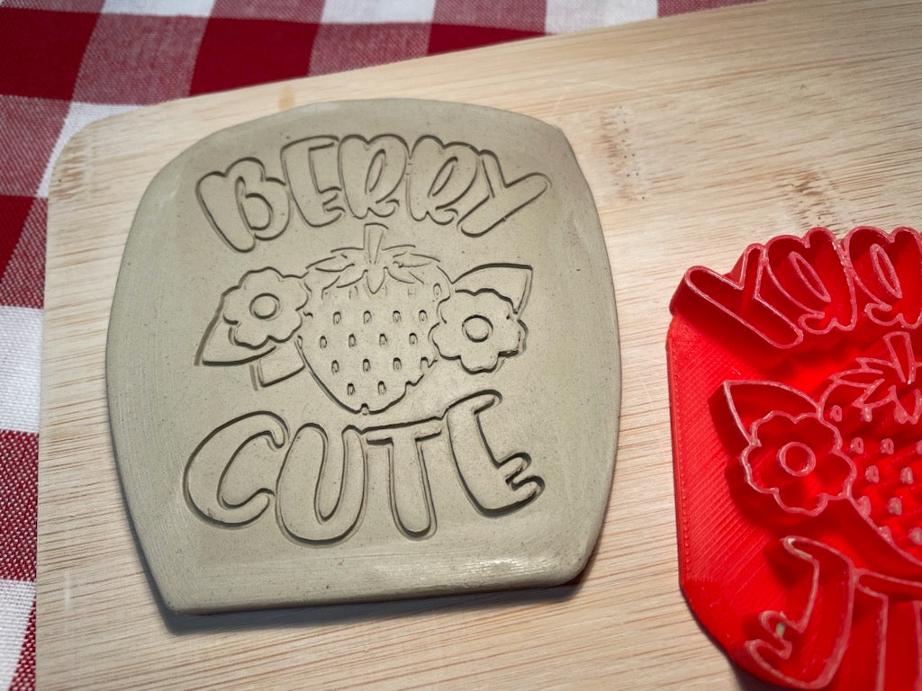 "Berry Cute" word stamp - May 2024 mystery box, plastic 3D printed, multiple sizes available