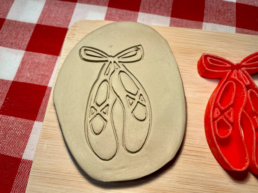 Ballet Slippers pottery stamp, from the May 2024 Girls themed mystery box - multiple sizes available, 3D printed