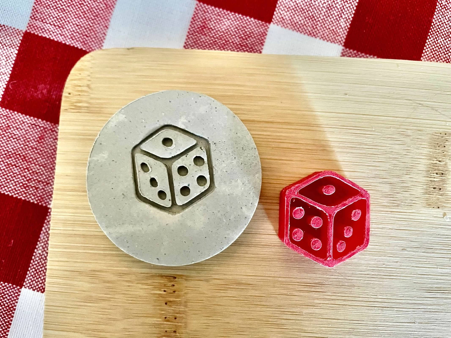 Mini Decorative Dice - Pottery Stamp - September 2024 stamp of the month, plastic 3D printed, multiple sizes