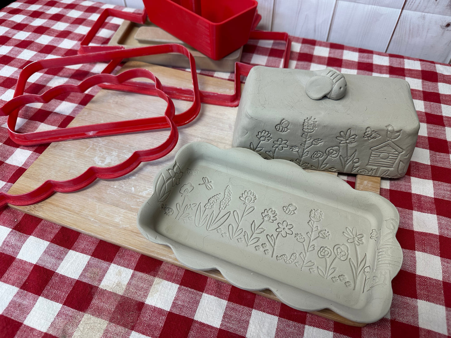 Butter Dish *NEW* Template Kit Clay Cutters, w/ Forming block and GR Pottery Wallie Form and Template -  Lid and base, Set or each