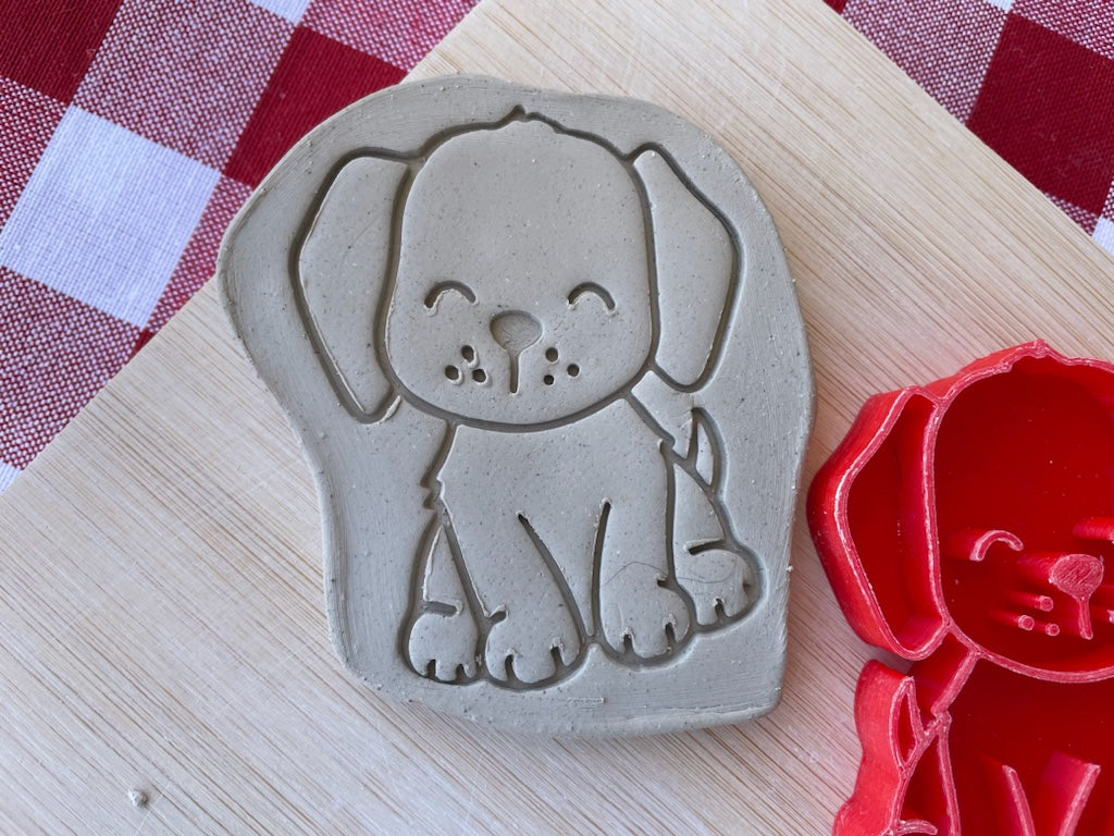 Cute Puppy pottery stamp, from the April 2024 Boys themed mystery box - multiple sizes available, 3D printed