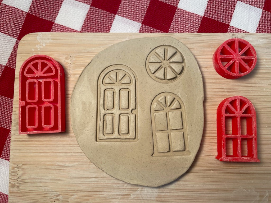 Traditional Door, Window, Round Window Pottery Stamps - Traditional Style 3d House July 2024 Mystery Box, plastic 3D printed, sold as set or Each