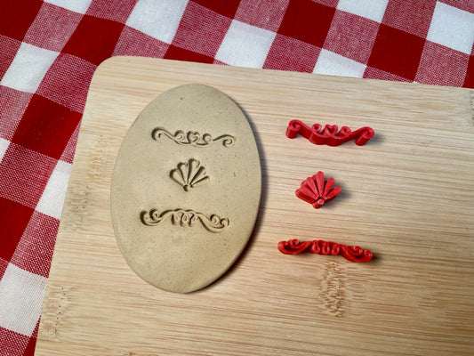 Decorative Accents Pottery stamps - from the Traditional 3D house Christmas theme July 2024 Mystery Box, sold as set or individual