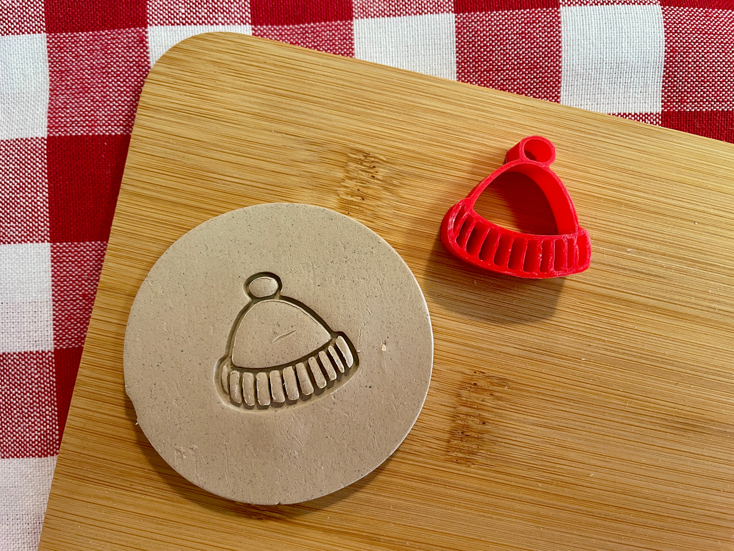 Mini Beanie Hat Pottery Stamp - December 2025 stamp of the month, plastic 3D printed, multiple sizes