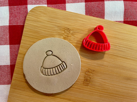 Mini Beanie Hat Pottery Stamp - December 2025 stamp of the month, plastic 3D printed, multiple sizes