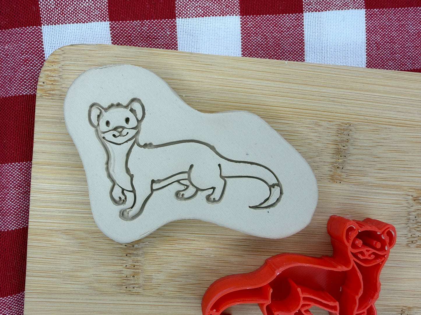 Weasel Pottery Stamp with optional cookie cutter - May 2026 - Animals That I Haven't Yet Made Themed Mystery Box, multiple sizes available