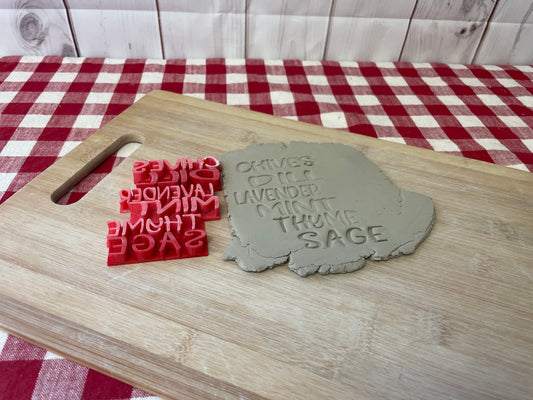 Herb Garden Stake Words Pottery Stamps - Basil, Dill, Parsley, etc, 3D Printed, each
