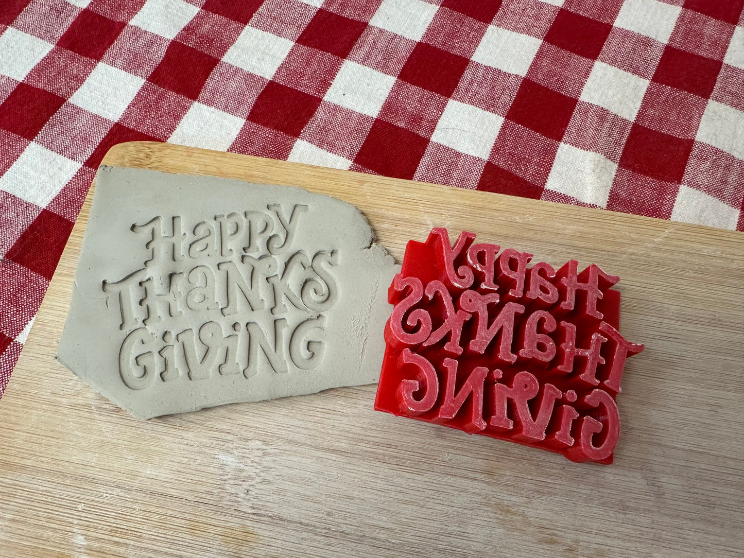 Thanksgiving Stamp Series - "Happy Thanksgiving" word stamp, plastic 3D printed, multiple sizes