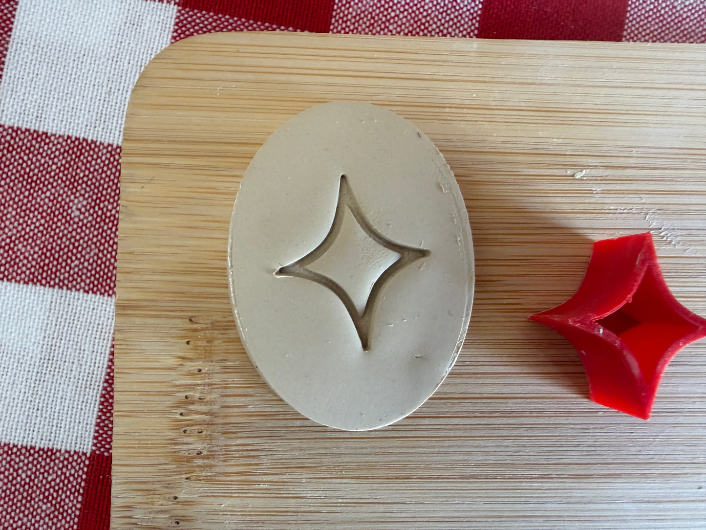 Mini Mid Century Modern Diamond Pottery Stamp - July 2026 stamp of the month, plastic 3D printed, multiple sizes