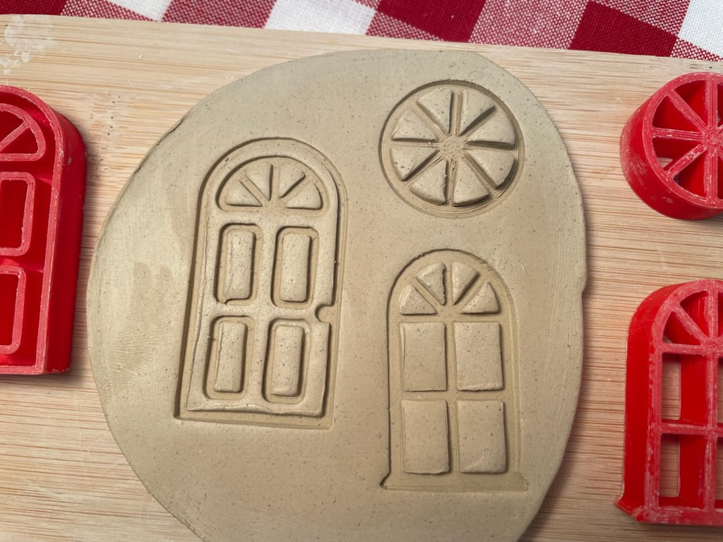 Traditional Door, Window, Round Window Pottery Stamps - Traditional Style 3d House July 2024 Mystery Box, plastic 3D printed, sold as set or Each