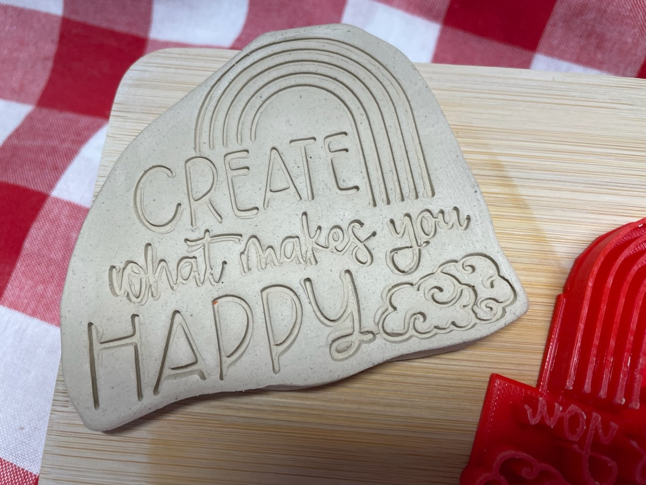 "Create What Makes You Happy" word stamp - November 2023 mystery box, multiple sizes available