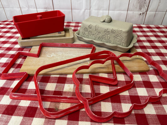 Butter Dish *NEW* Template Kit Clay Cutters, w/ Forming block and GR Pottery Wallie Form and Template -  Lid and base, Set or each