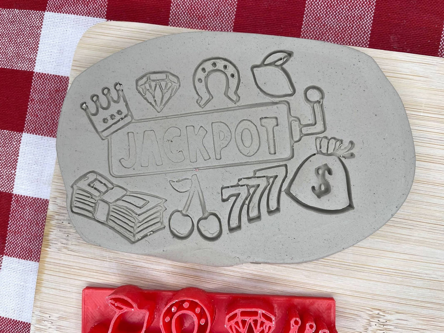 "Jackpot" word stamp - September 2024 mystery box, plastic 3D printed, multiple sized available