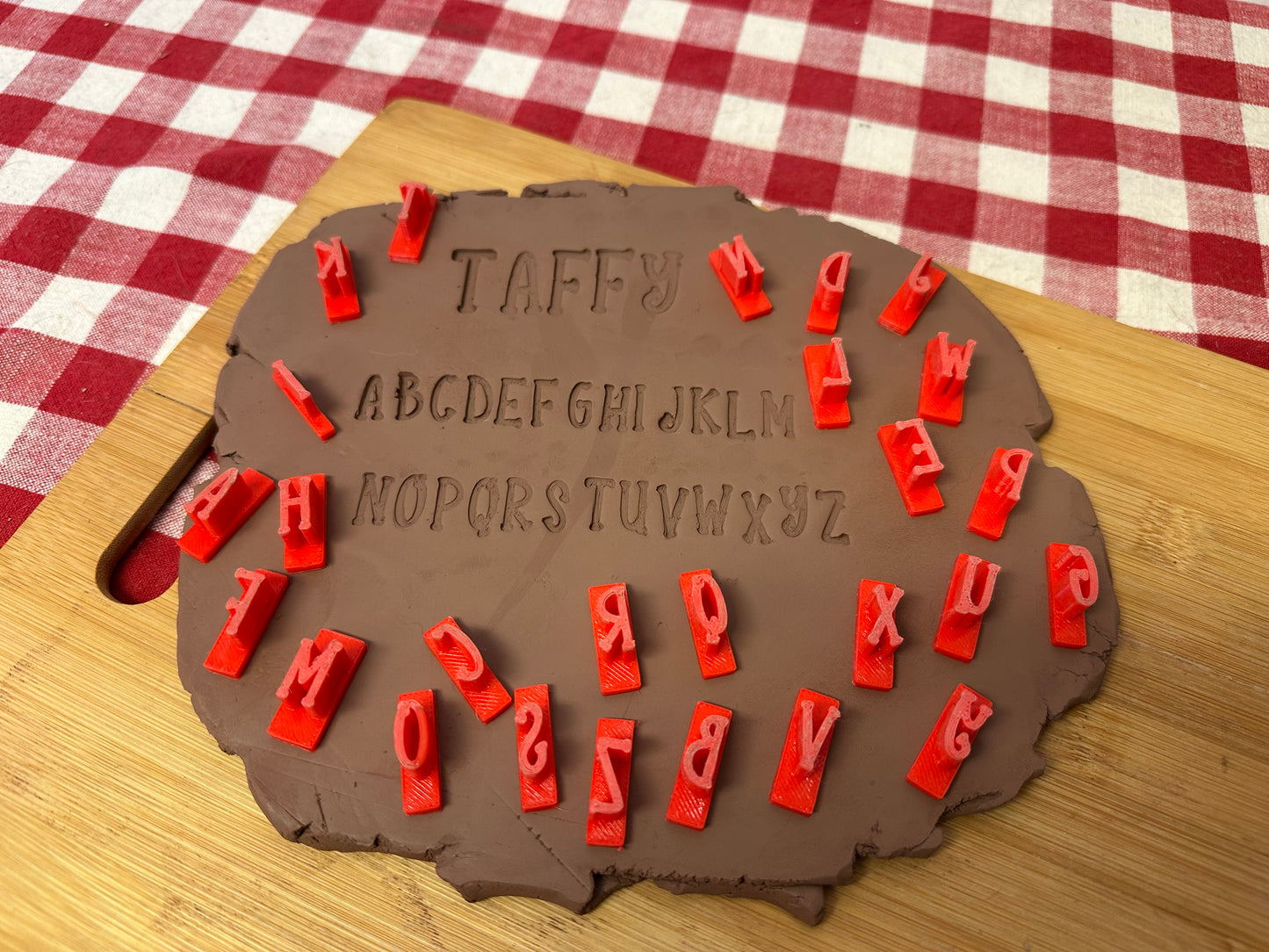 Alphabet Pottery Stamp Set - Taffy Font, alphabet and/or numbers