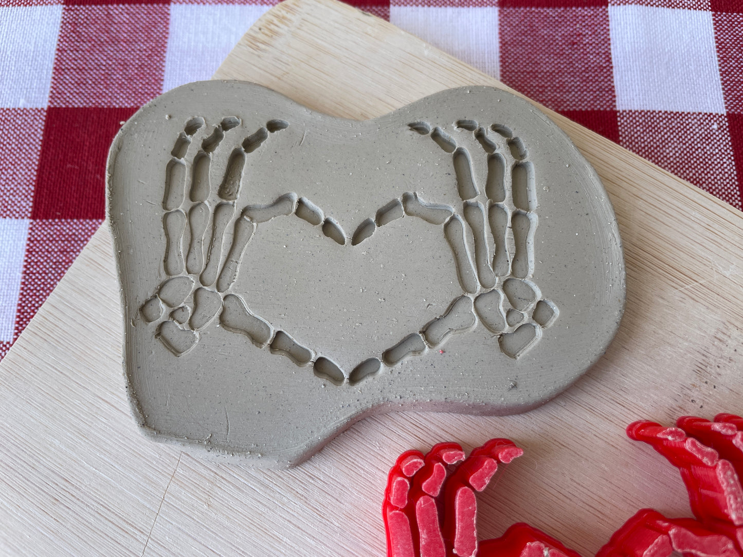 Skeleton Hands forming Heart stamp - August 2024 mystery box Halloween themed, multiple sizes available