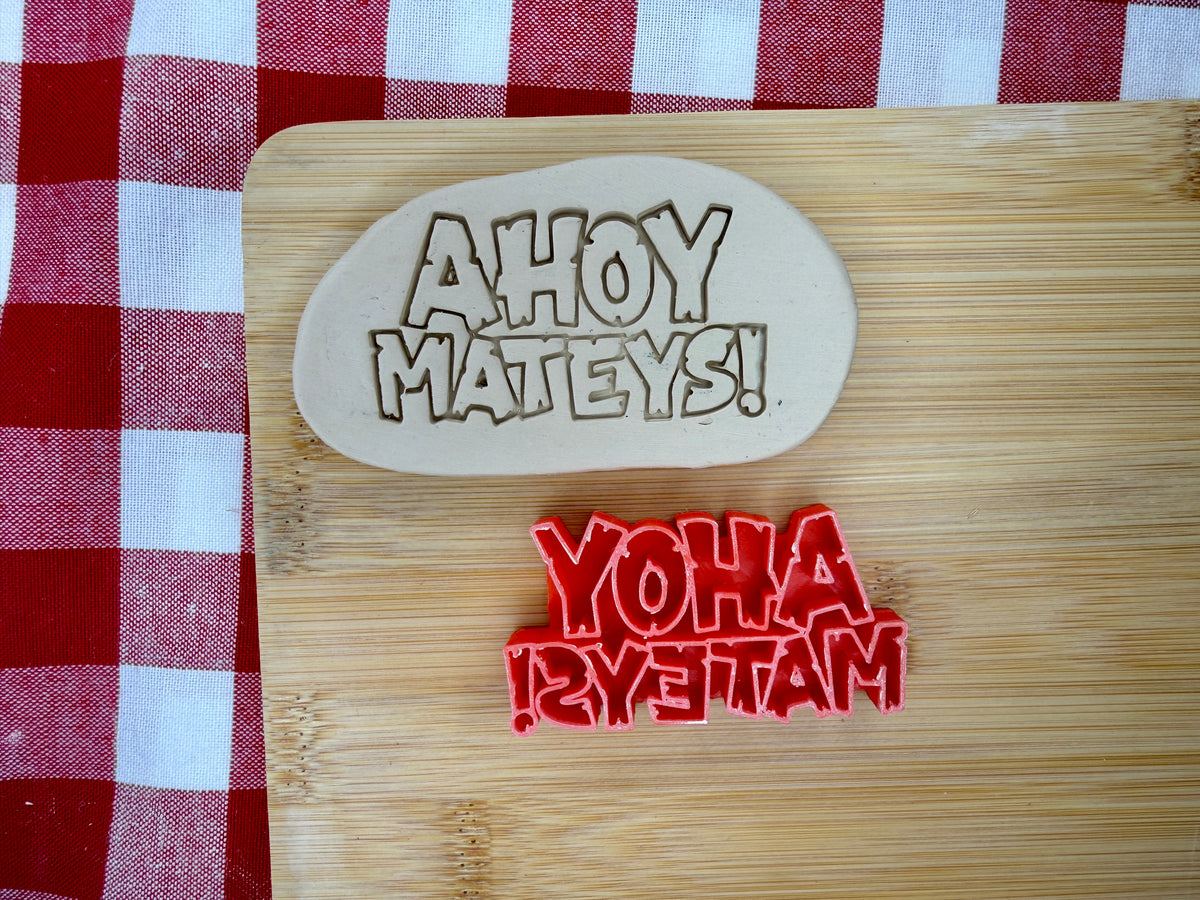 "AHOY MATEYS!" - Word Pottery Stamp - August 2026 - Pirate Themed Mystery Box, multiple sizes available