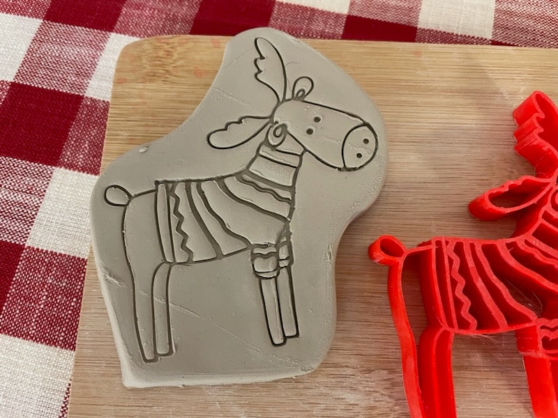 Pottery Stamp, Cute Moose with Winter Sweater design - September 2023 mystery box, multiple sizes available