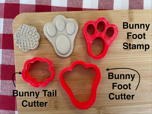Bunny Foot stamp, Bunny Foot Cutter and Bunny Tail Cutter pottery stamps - February 2026 Easter Themed Mystery Box, sold individually or as set