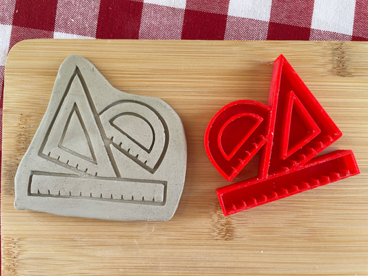 Geometry Rulers Pottery Stamp - August 2025 - Back to School Themed Mystery Box, multiple sizes available