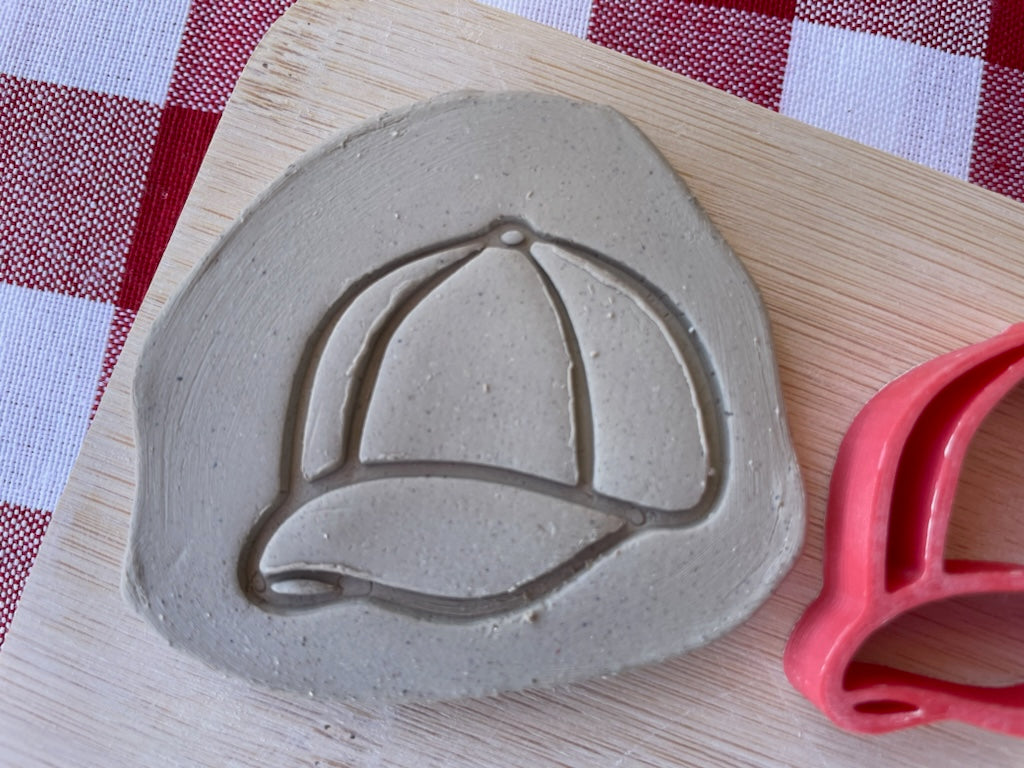 Baseball Cap pottery stamp, from the April 2024 Boys Themed mystery box - multiple sizes available, 3D printed