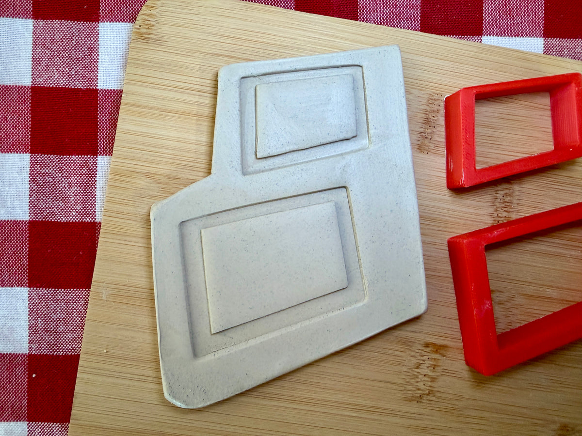 Retro MCM Angled Rectangle Frame - Pottery Stamp set- June 2026 - Mid Century Modern Themed Mystery Box, multiple sizes available