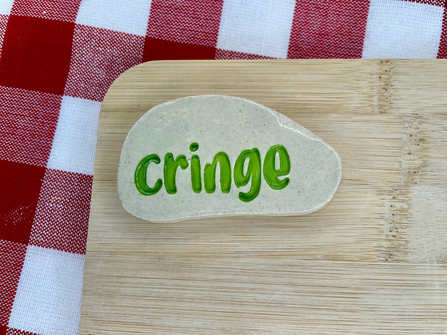 "Cringe" Word Pottery Stamp - Teenagers themed January 2025 Mystery Box, multiple sizes available