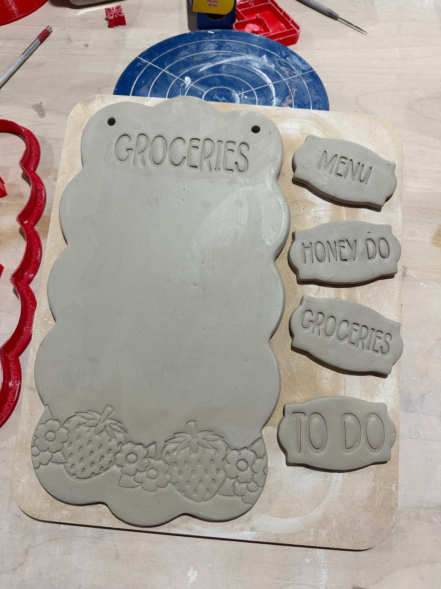 Dry Erase board, Signs and Magnet Words Pottery Stamps - To Do, Menu, Groceries, Honey Do, Notes, Shopping, Ideas, Memo, 3D Printed, each or set