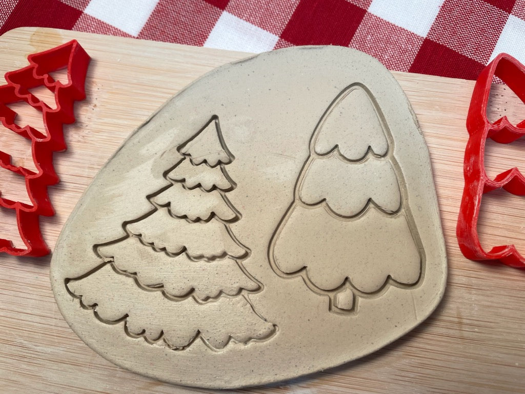 Pine "Christmas" Trees, Pottery Stamps - Gingerbread and Traditional themed July 2024 Mystery Box, Set or each