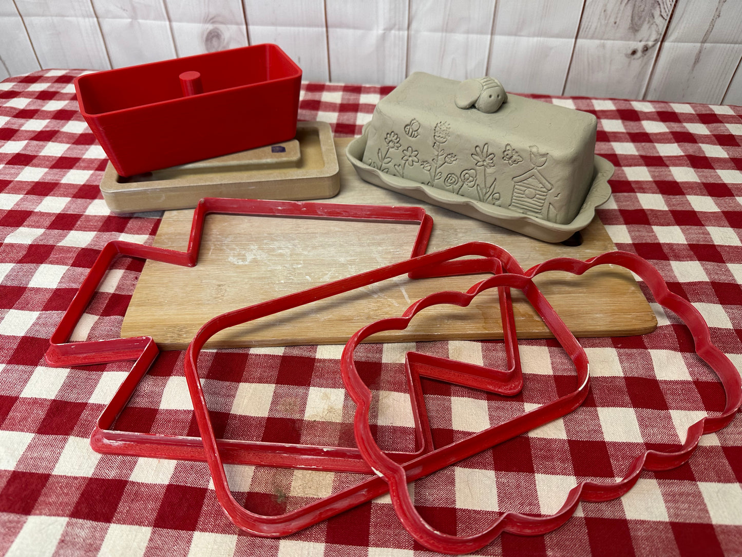 Butter Dish *NEW* Template Kit Clay Cutters, w/ Forming block and GR Pottery Wallie Form and Template -  Lid and base, Set or each