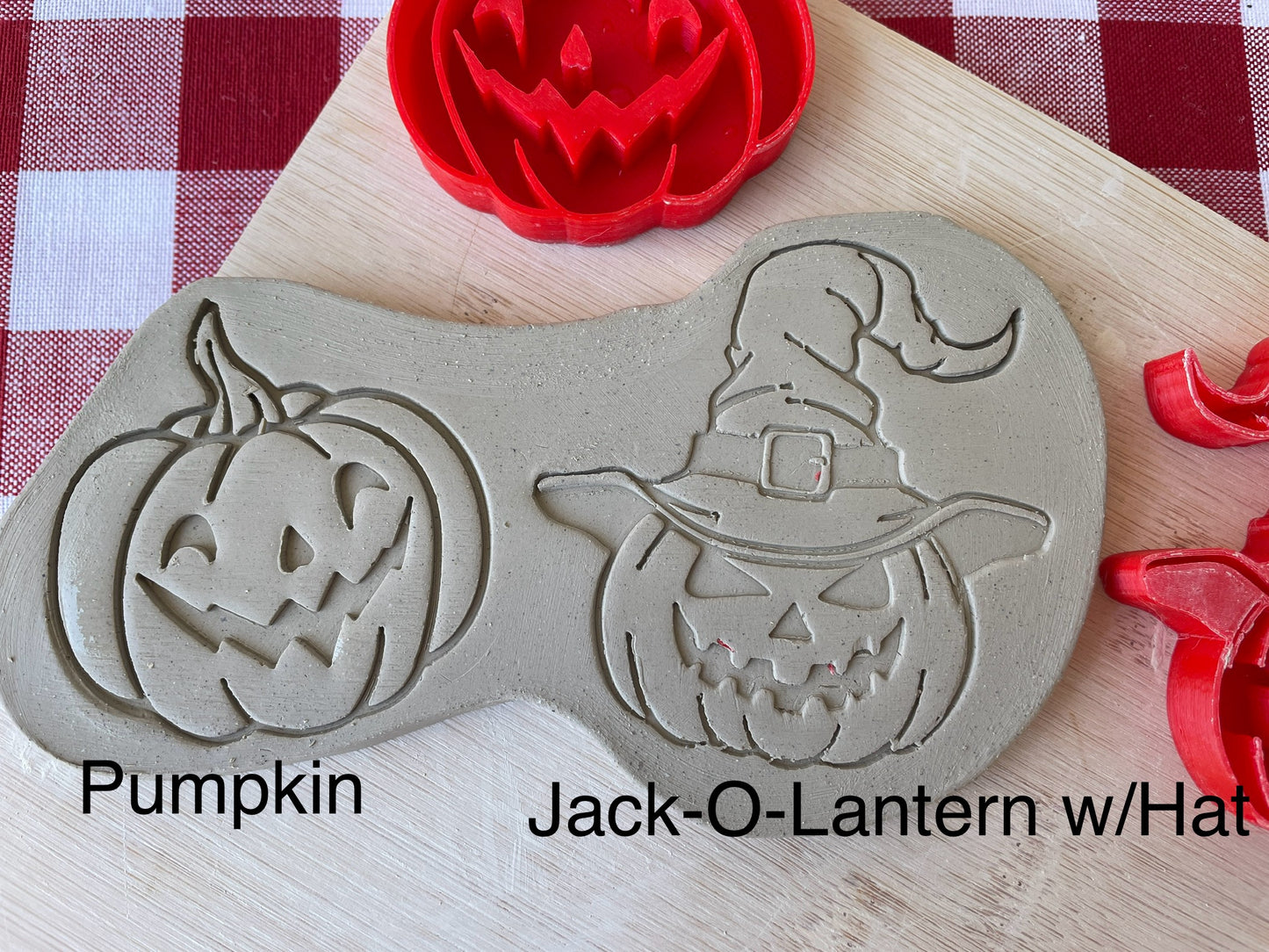 Pumpkin Pottery Stamps - Pumpkin or Jack-O-Lantern with Hat - August 2024 Mystery Box, Halloween themed - each