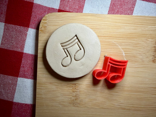 Mini Double Music Note Pottery Stamp - June 2026 stamp of the month, plastic 3D printed, multiple sizes